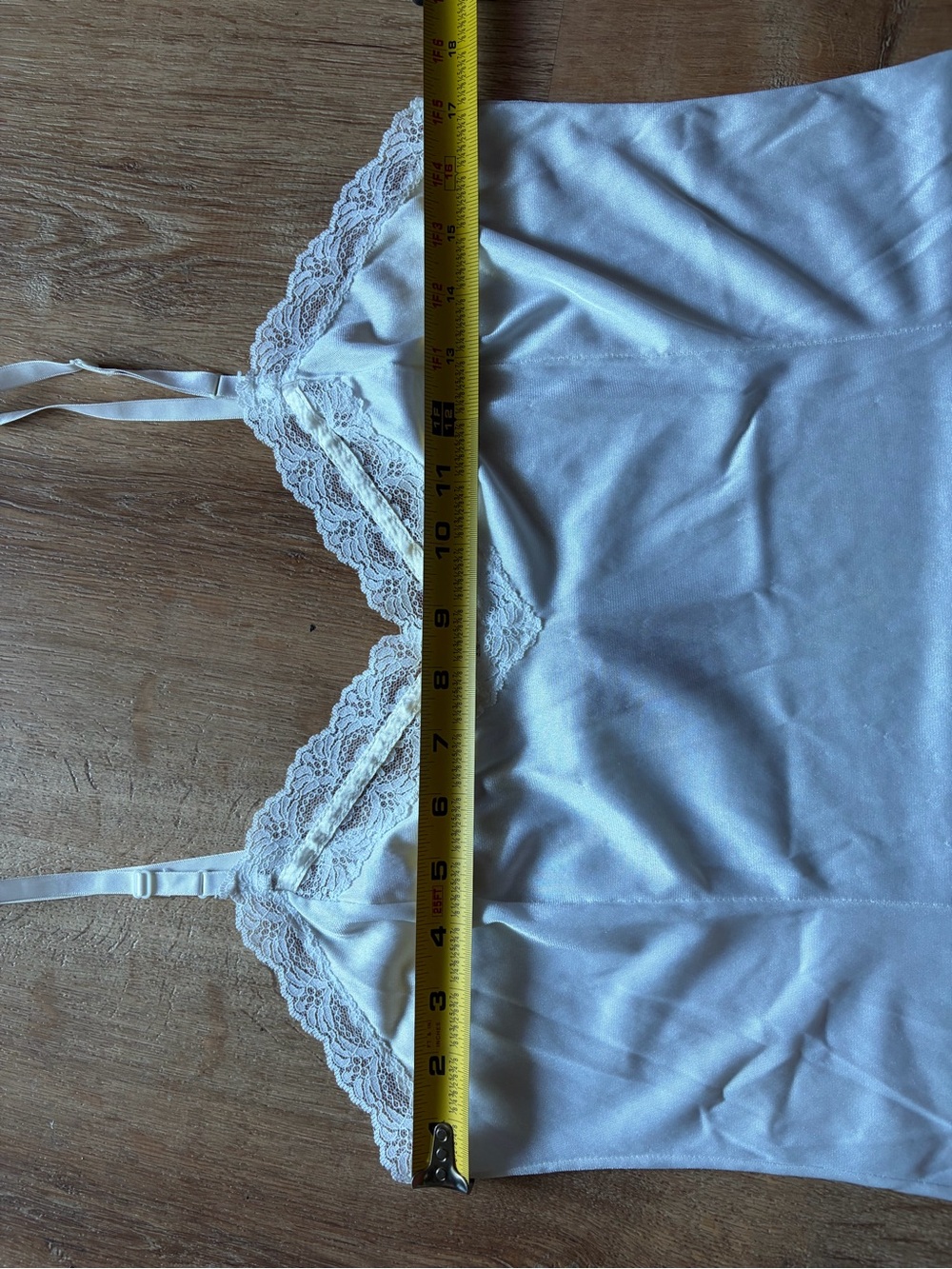 Vintage White Nylon Camisole with Lace Trim and Satin Ribbon - Picture 7 of 7
